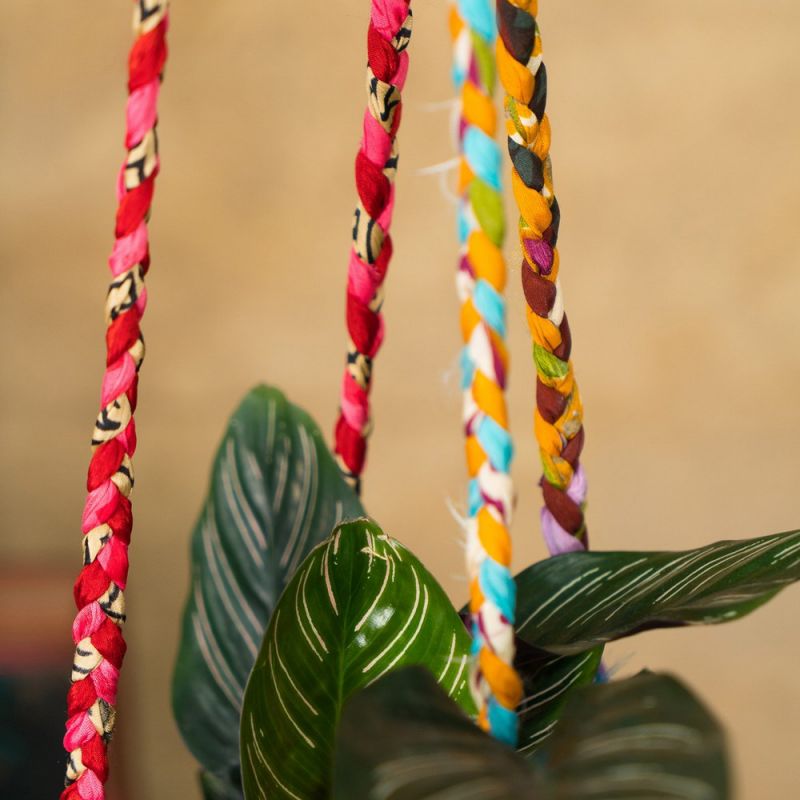 Braided sari plant hanger, x110cm