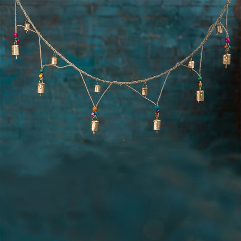 Jute Garland String With Bells & Beads 130cm