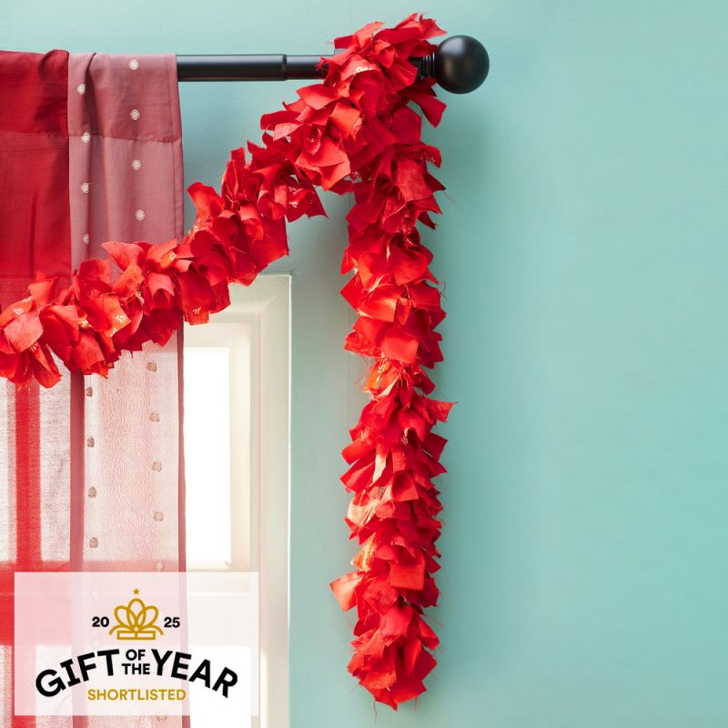 Recycled Sari Eco Tinsel/Garland - Red