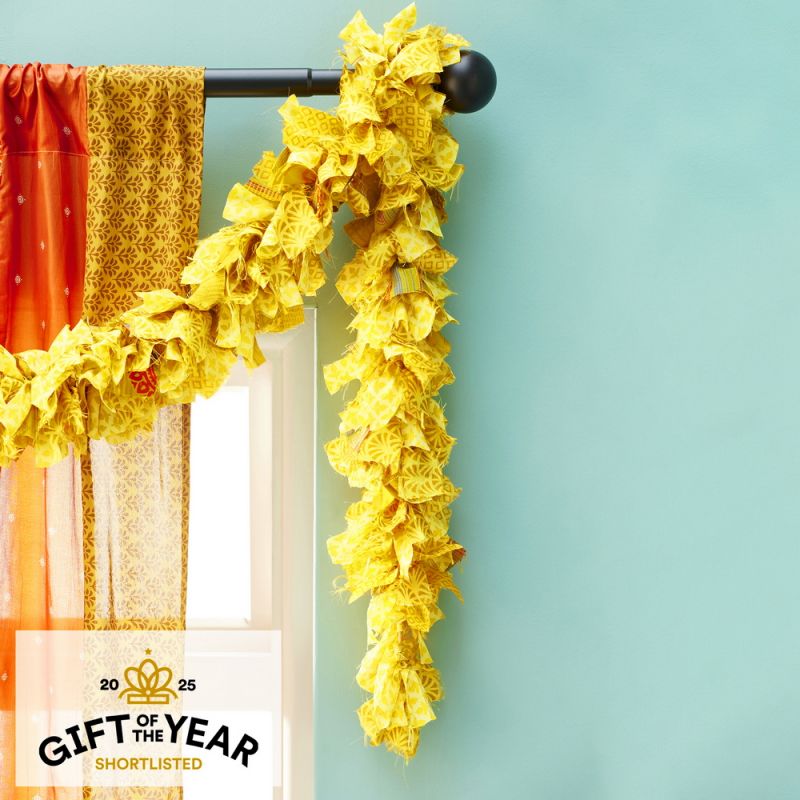 Yellow Recycled Sari Eco Tinsel/Garland 200cm