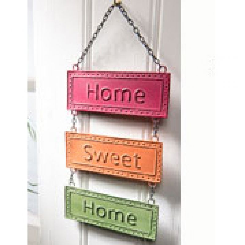 Metal hanging signs with messages