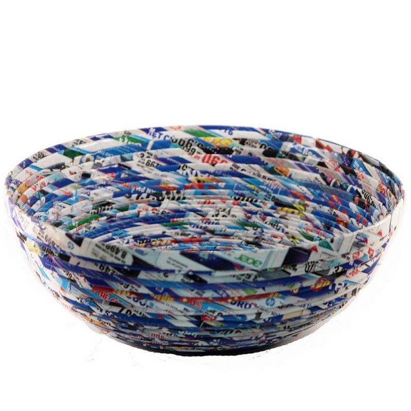 Deep Round Bowl-Recycled Blues 30cms