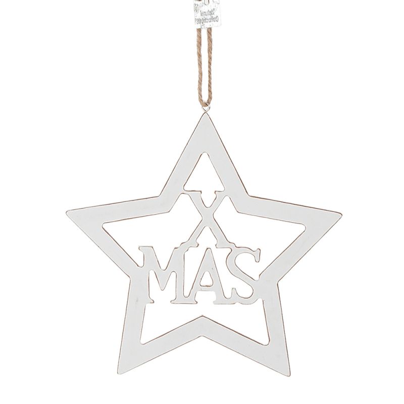 Wooden hanging star 18cm White