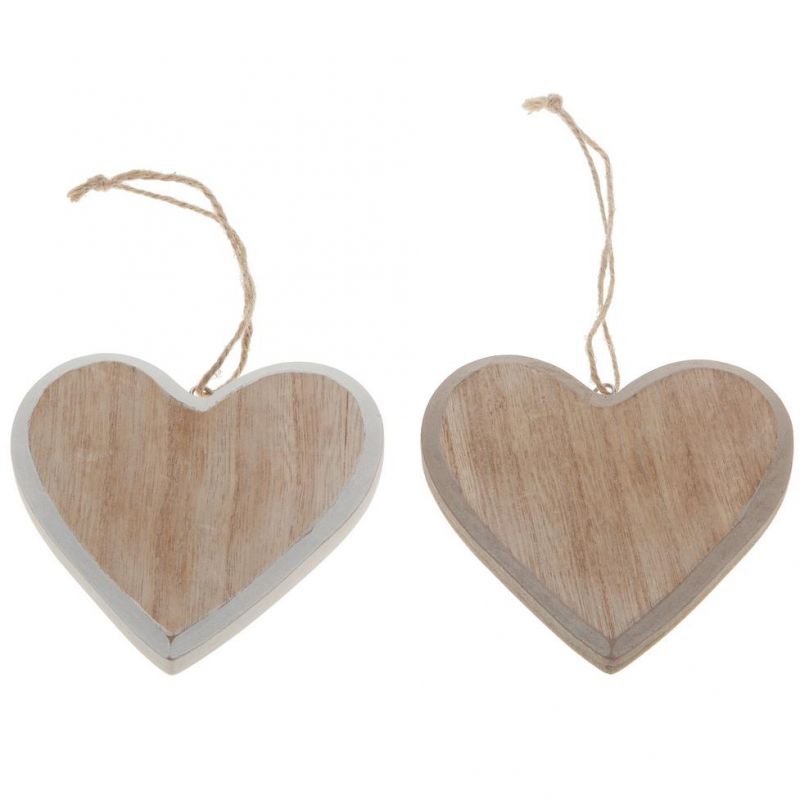 Wooden hanging heart 11cm mix box 