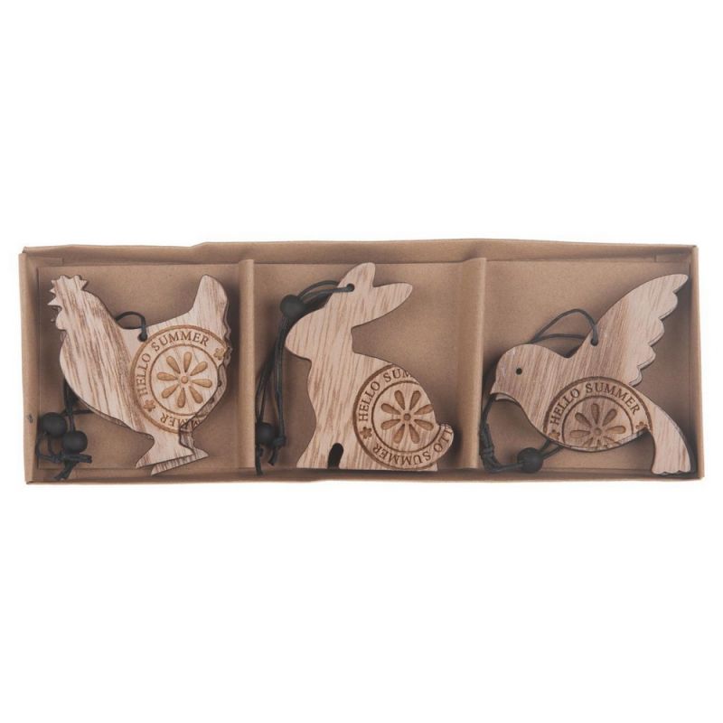 Wooden animals in box 6pc Natural