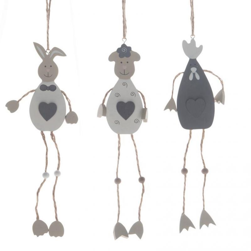 Ζώα ξύλινα (Σετ/3) 34εκ. Κρεμαστά