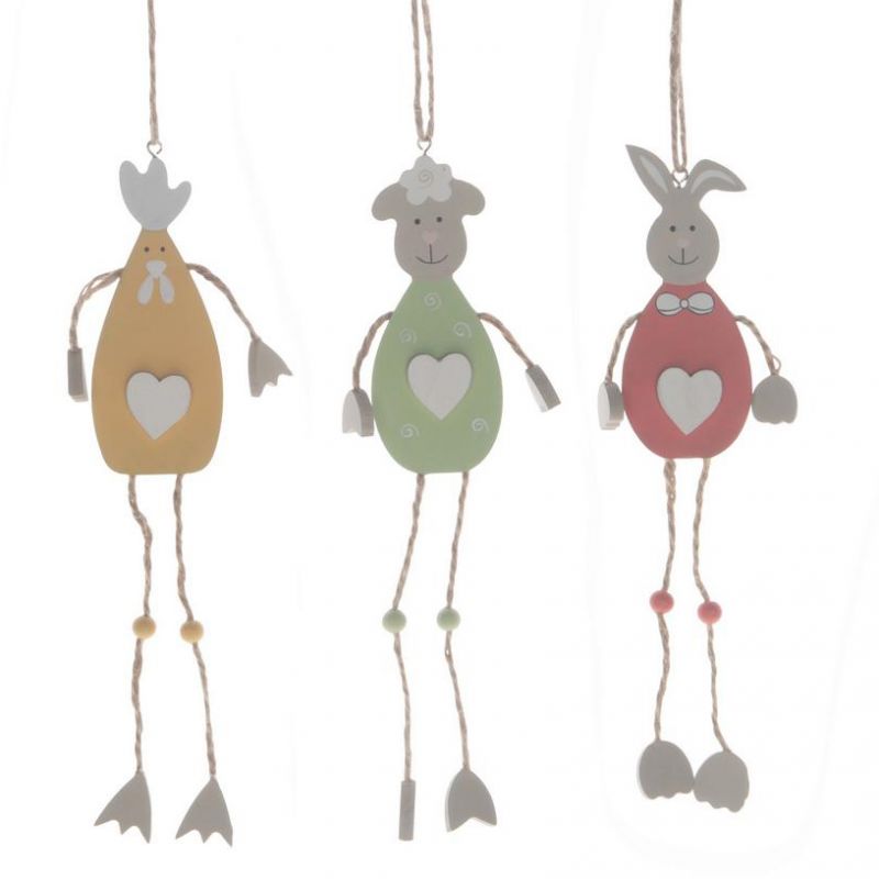 Wooden animal hanger 5x0.6x34cm 3pc Multi