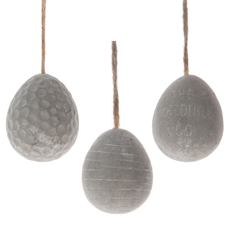 Cement hanging egg with design 