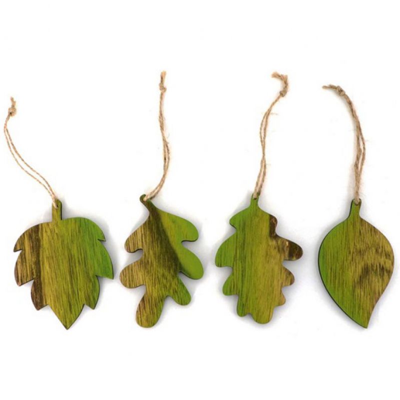 Wooden leaf hanger 10cm 4pc 