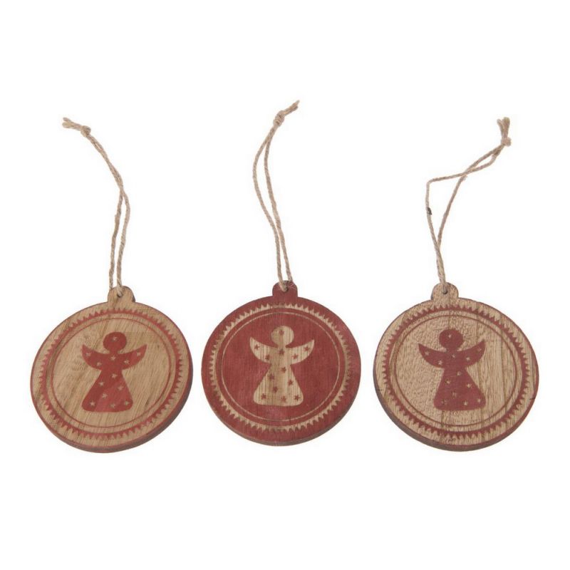 Wooden hanger with angel 3pc Red