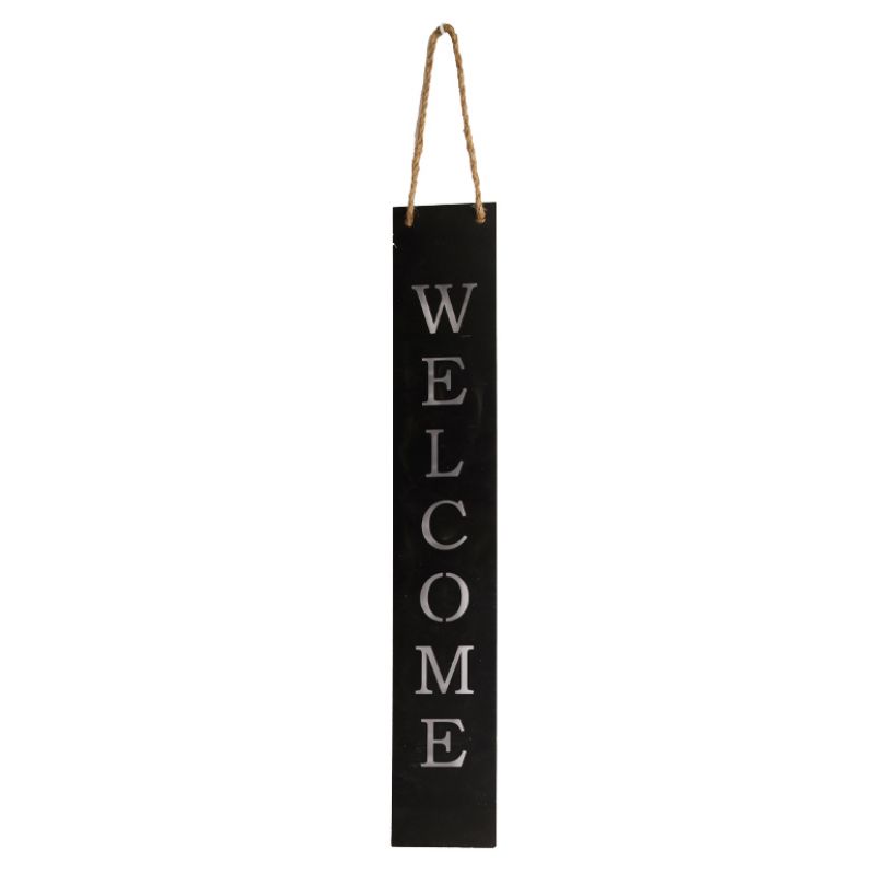 Sign Welcome metal with rope 9x55cm