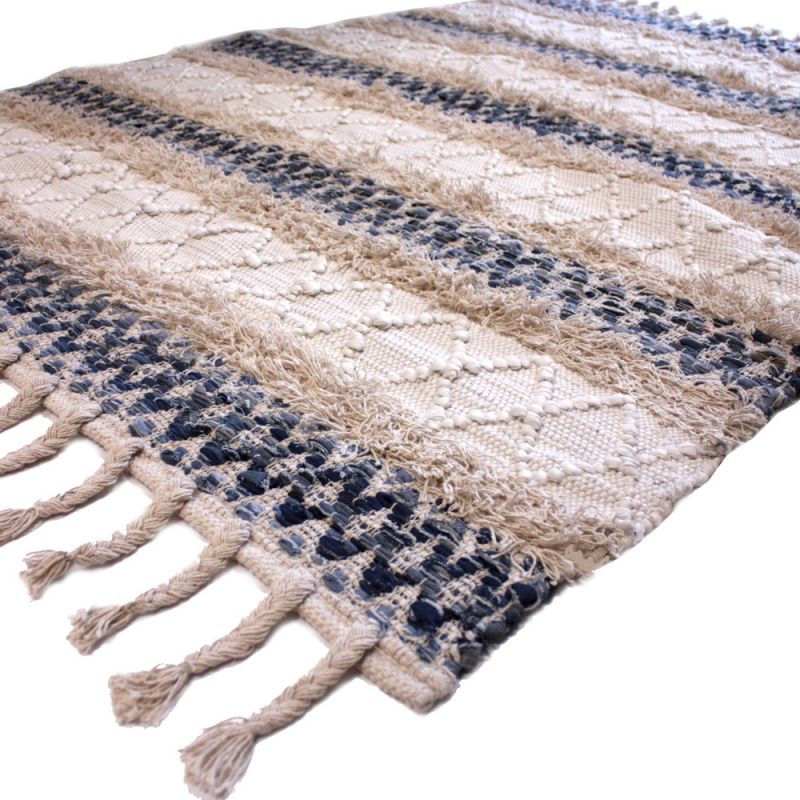 Cotton handwoven shaggy chindi rug 120x180