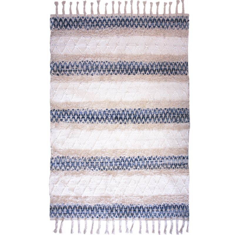 Cotton handwoven shaggy chindi rug 120x180