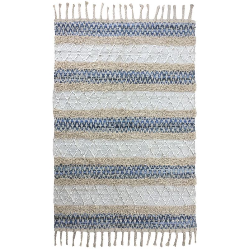 Cotton handwoven shaggy chindi rug 120x180