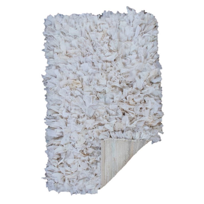 Silk & crepe shaggy rug - white