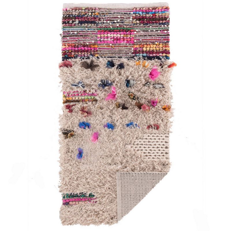 Shaggy rag rug with sequins & tufts 70x140cm