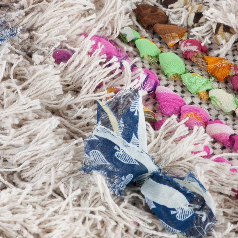 Shaggy rag rug with sequins & tufts 70x140cm