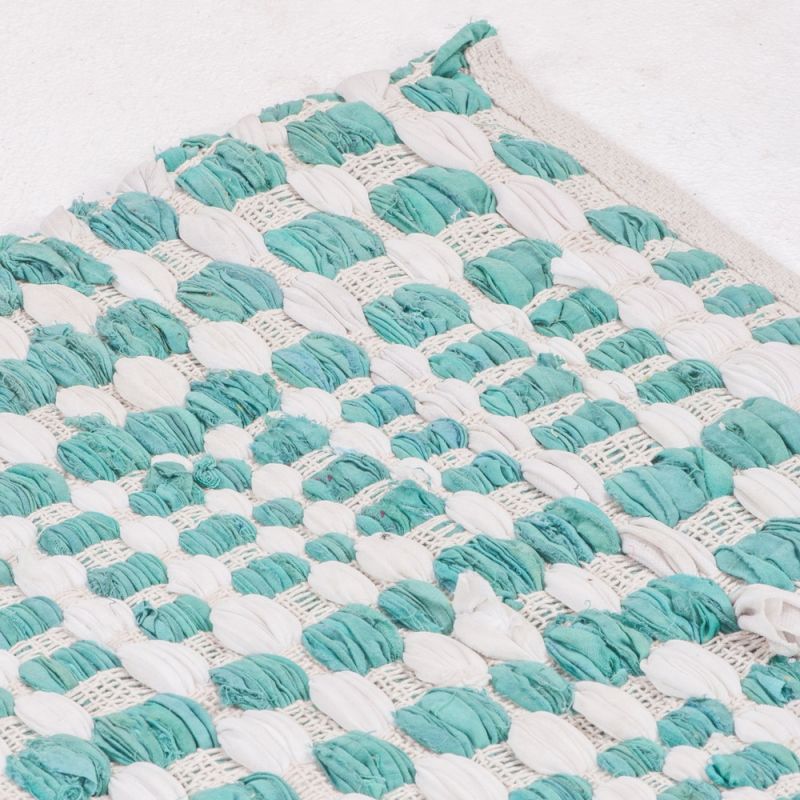 Χαλί 60x90 Πράσινο Άσπρο βαμβακερό