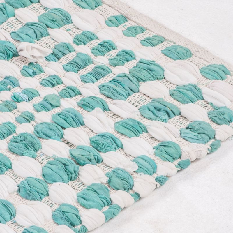 Χαλί 60x90 Πράσινο Άσπρο βαμβακερό