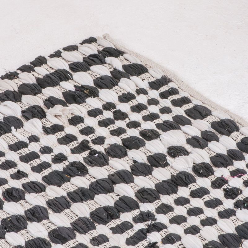 Black & white cotton slub rug 60x90cm