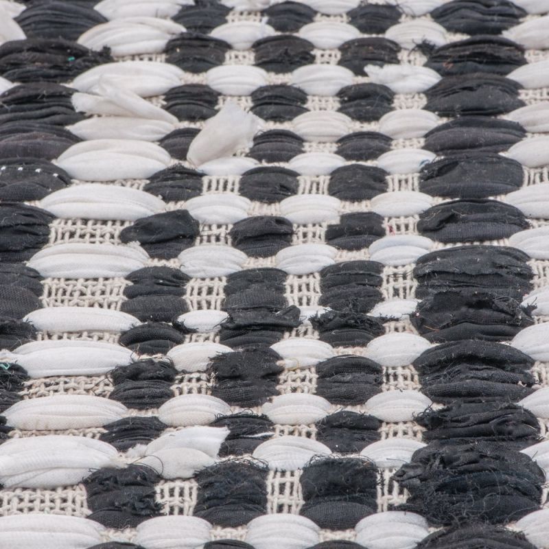 Black & white cotton slub rug 60x90cm