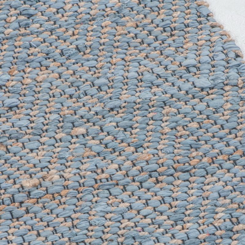 Blue cotton & jute hand woven tiki rug 60x90cm