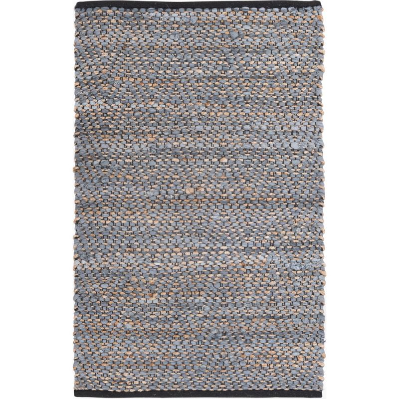 Blue cotton & jute hand woven tiki rug 60x90cm