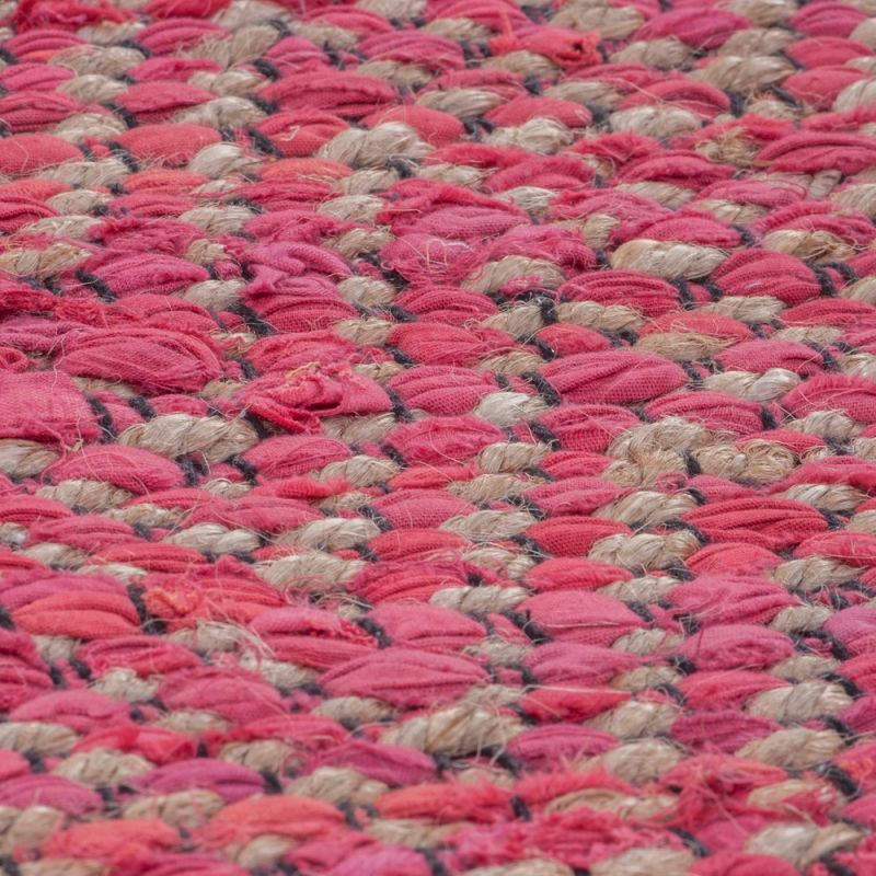 Red cotton & jute hand woven tiki rug 60x90cm