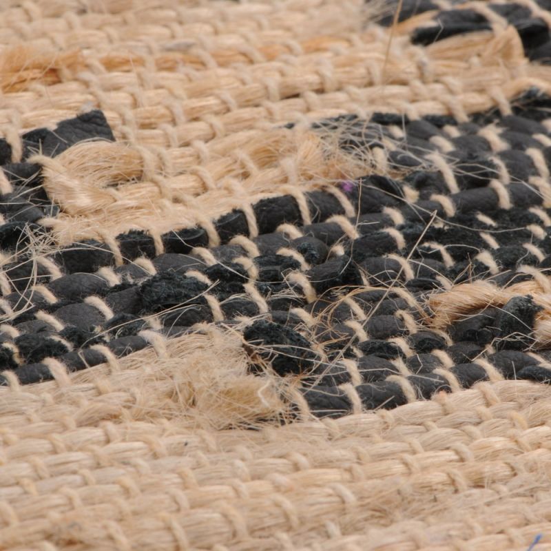 Jute rug with grey leather 60x90cm