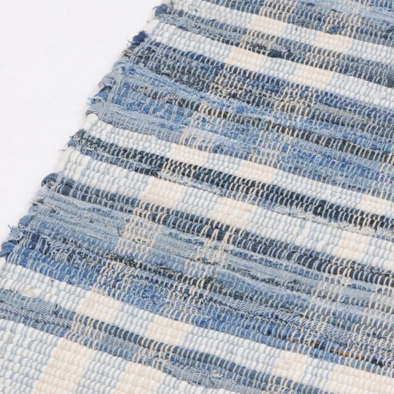 Denim stripe cotton rag rug 90x150cm 