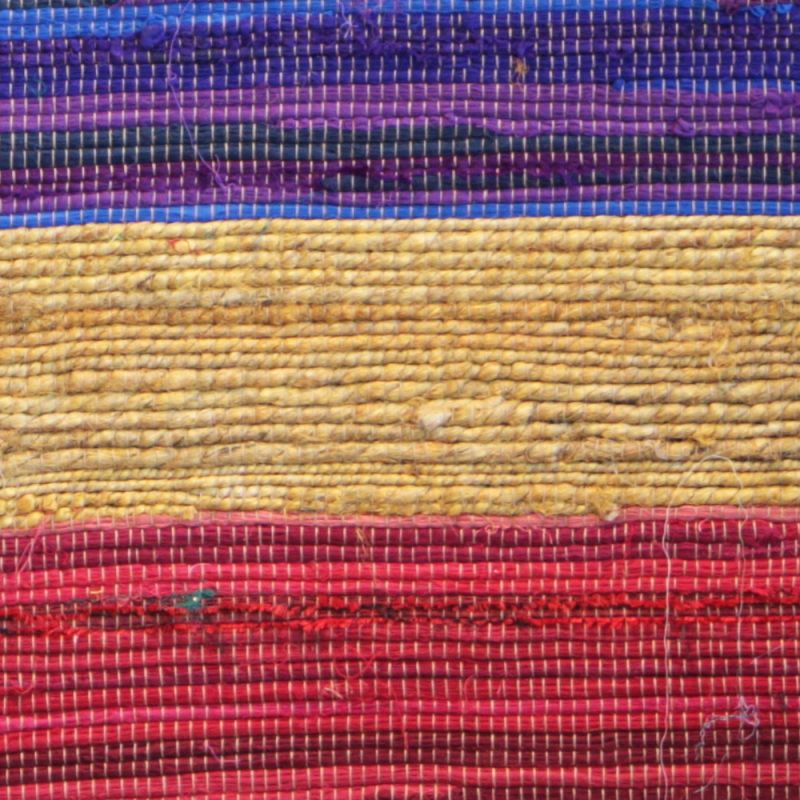 Recycled silk multi tonal stripe rag rug 60x90cm