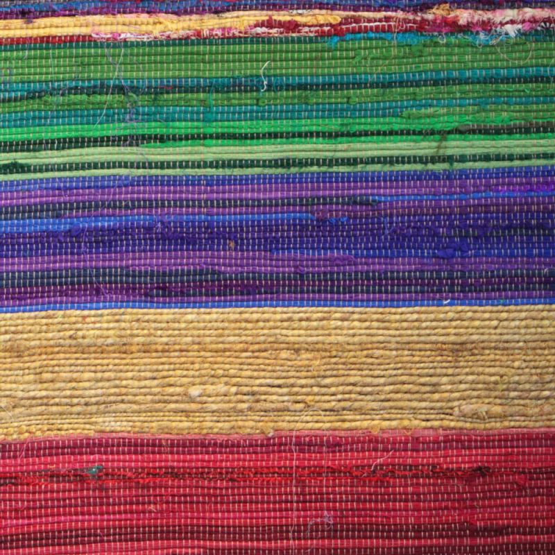 Recycled silk multi tonal stripe rag rug 90x150cm