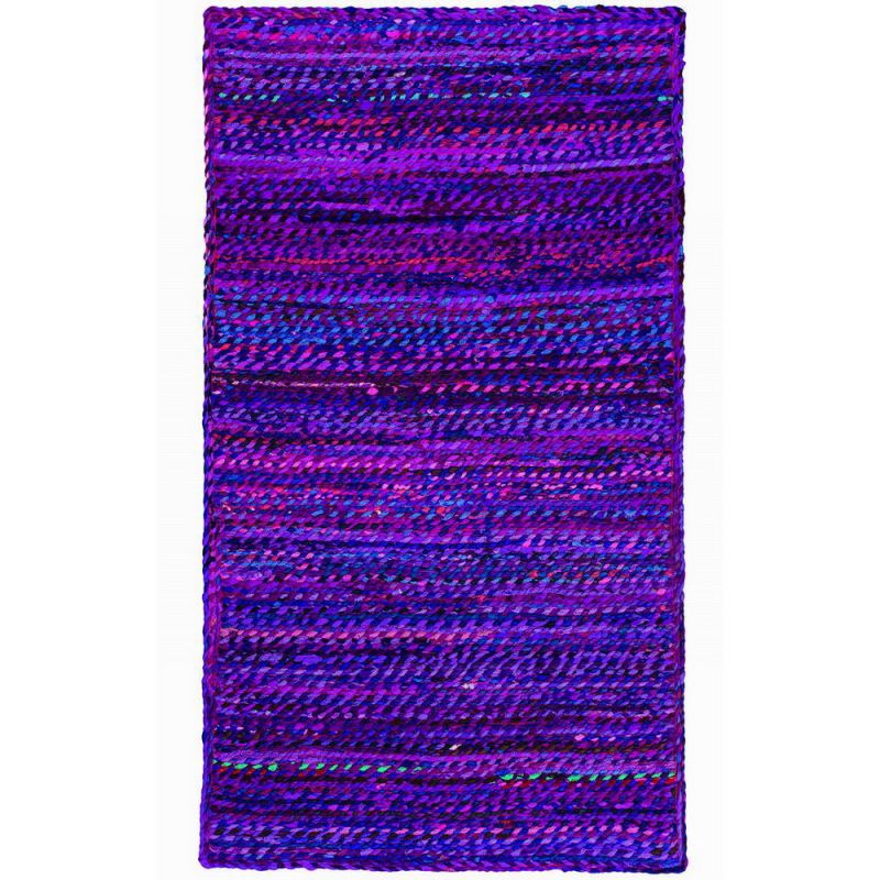 Braided cotton recycled chindi rag rug Purple 90 x 150cm