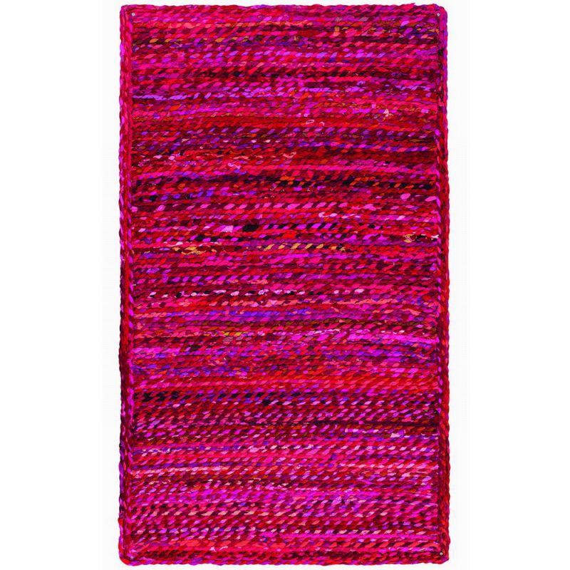 Braided cotton recycled chindi rag rug Red 90 x 150cm