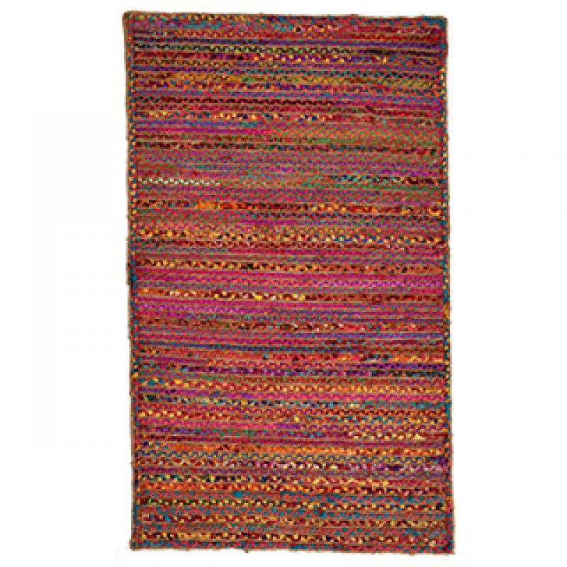 Multi colour cotton/jute braided rug