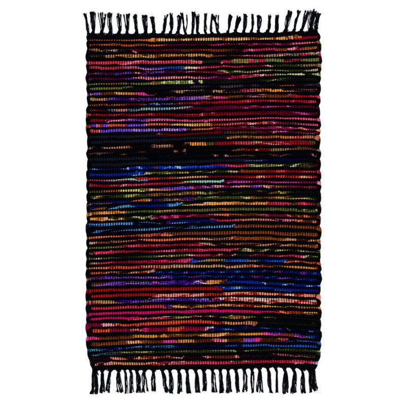 Cotton and fleece chindi rug Black