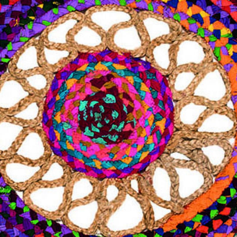 Χαλί στρογγυλό με πλεκτή γιούτα 90εκ.