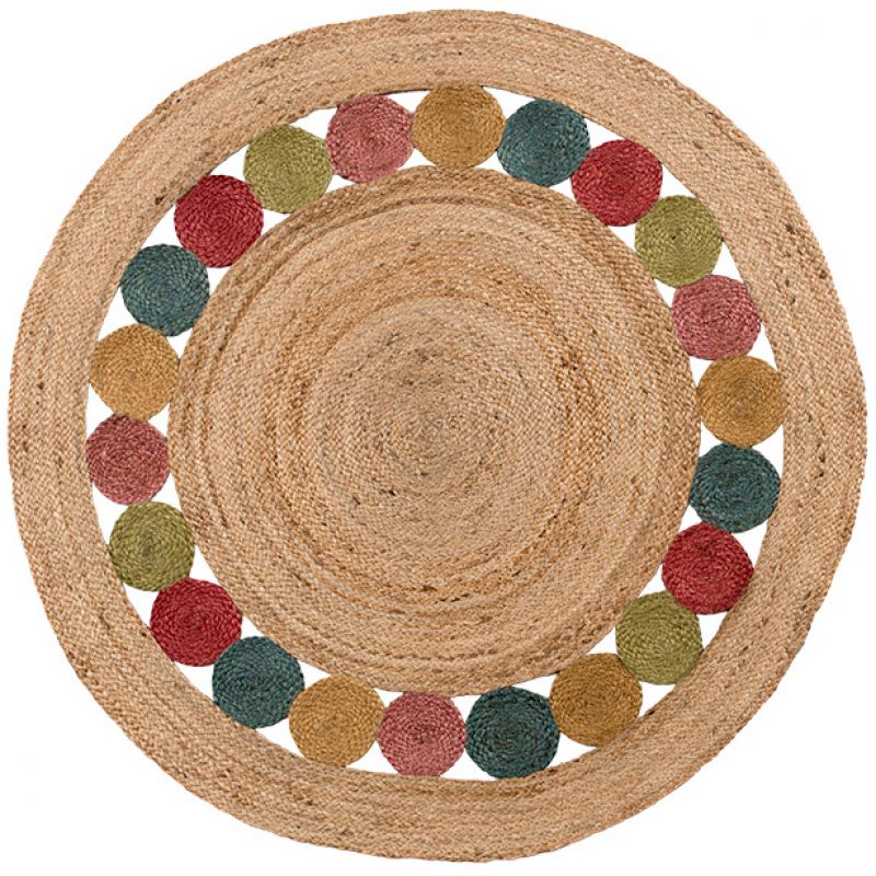 Halaka Multi Circles Jute Rug, 120cm