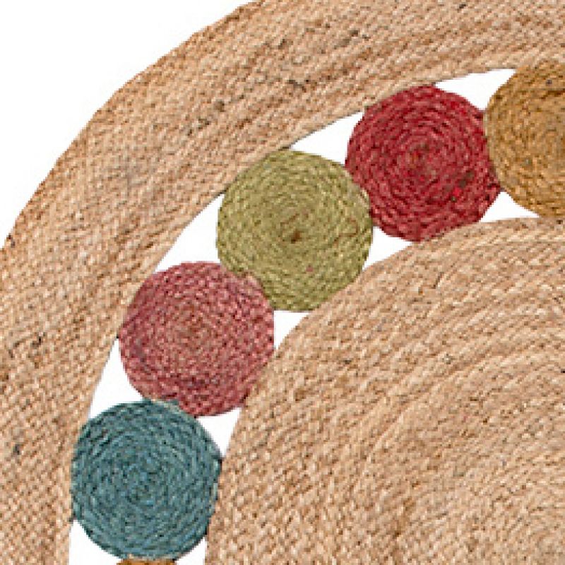 Halaka Multi Circles Jute Rug 90cm