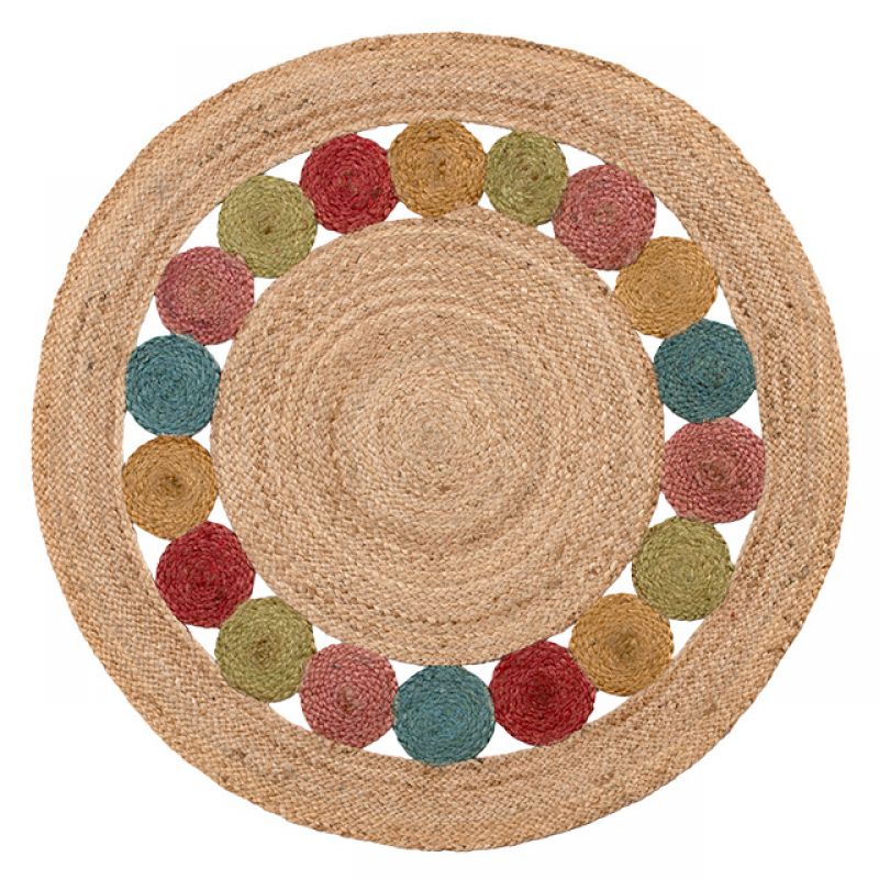 Halaka Multi Circles Jute Rug 90cm