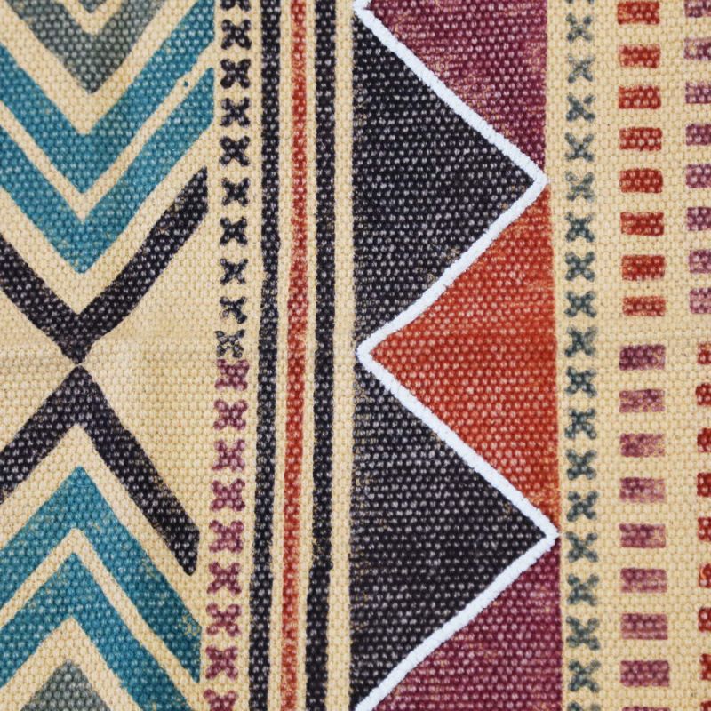 Blockprint Aztec Indian Rug with Embroidery 75 x 240