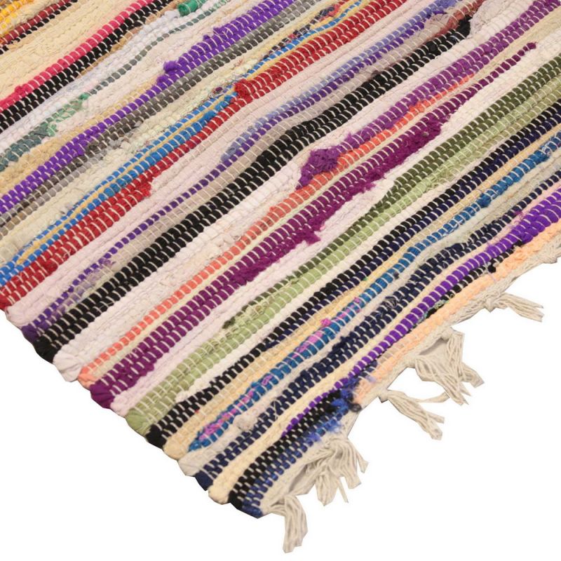 Multi colour cotton rag rug, 180 x 180cm