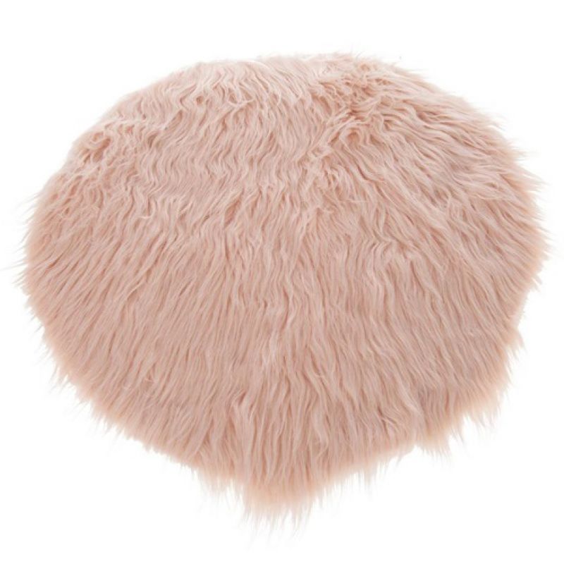 Artificial sheep skin mat 40cm dia Old Pink