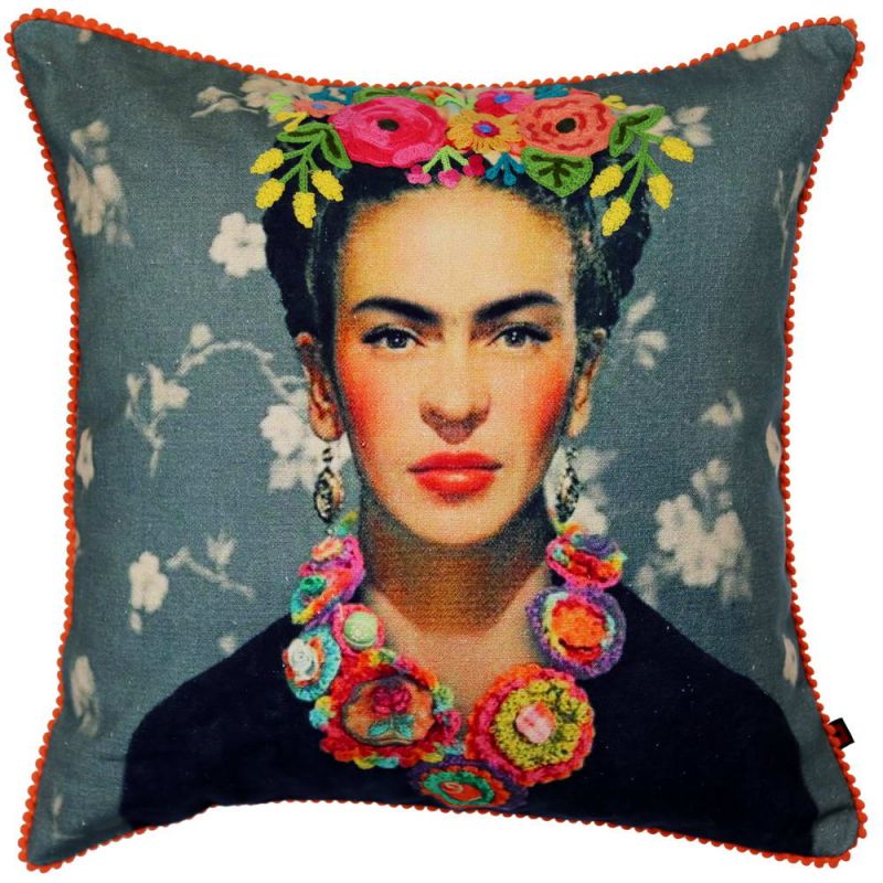 Μαξ. Frida Γκρι 45x45εκ. βαμβακερό κεντημένο