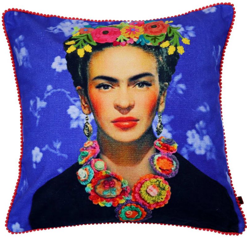 Μαξ. Frida Μπλε 45x45εκ. Κεντημένο βαμβακερό