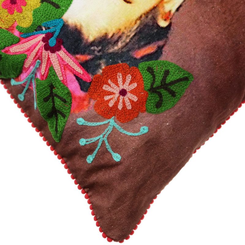 Frida Kahlo cushion dark red 45x45cm