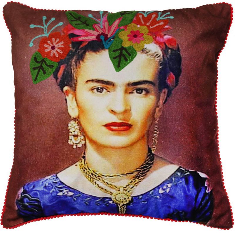 Frida Kahlo cushion dark red 45x45cm