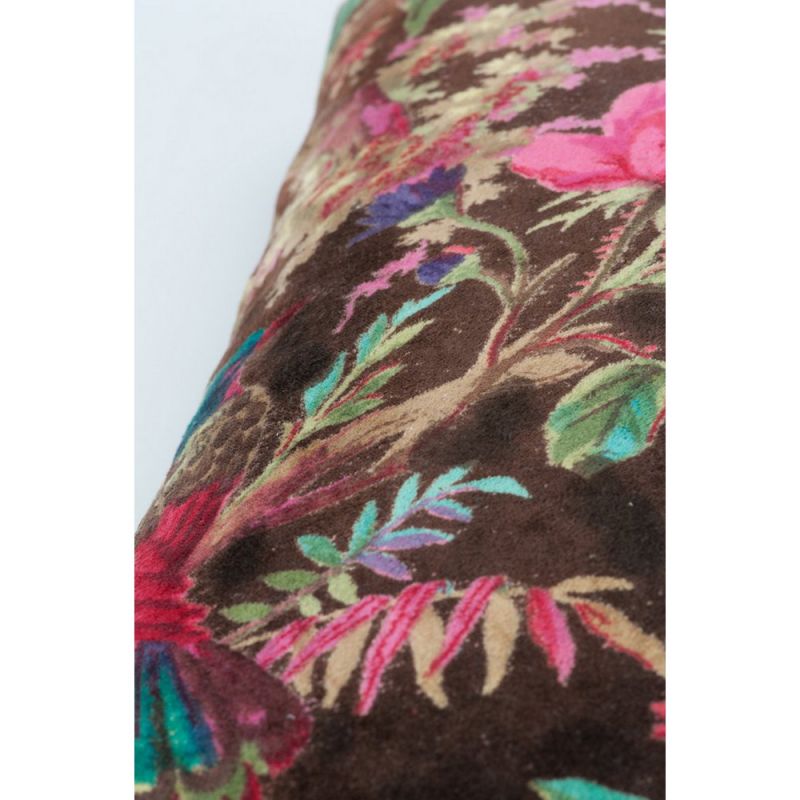Choc bird of paradise velvet cushion cover 