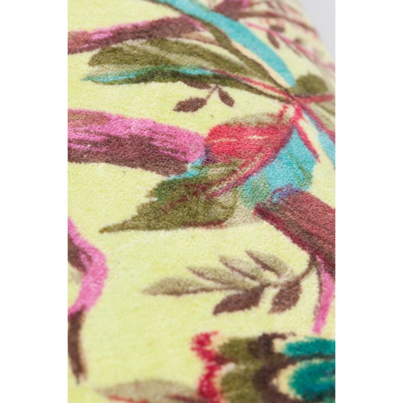 Lime bird of paradise velvet cushion cover 