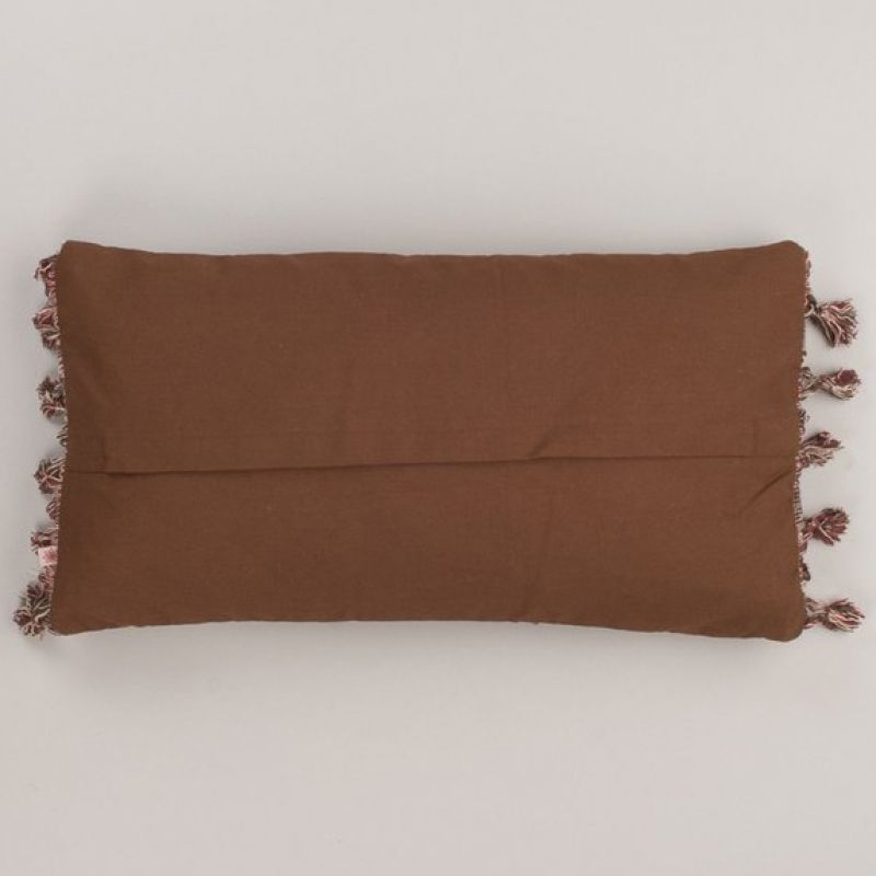 Old tribal emb cushion cover w.fringes 60x30cm